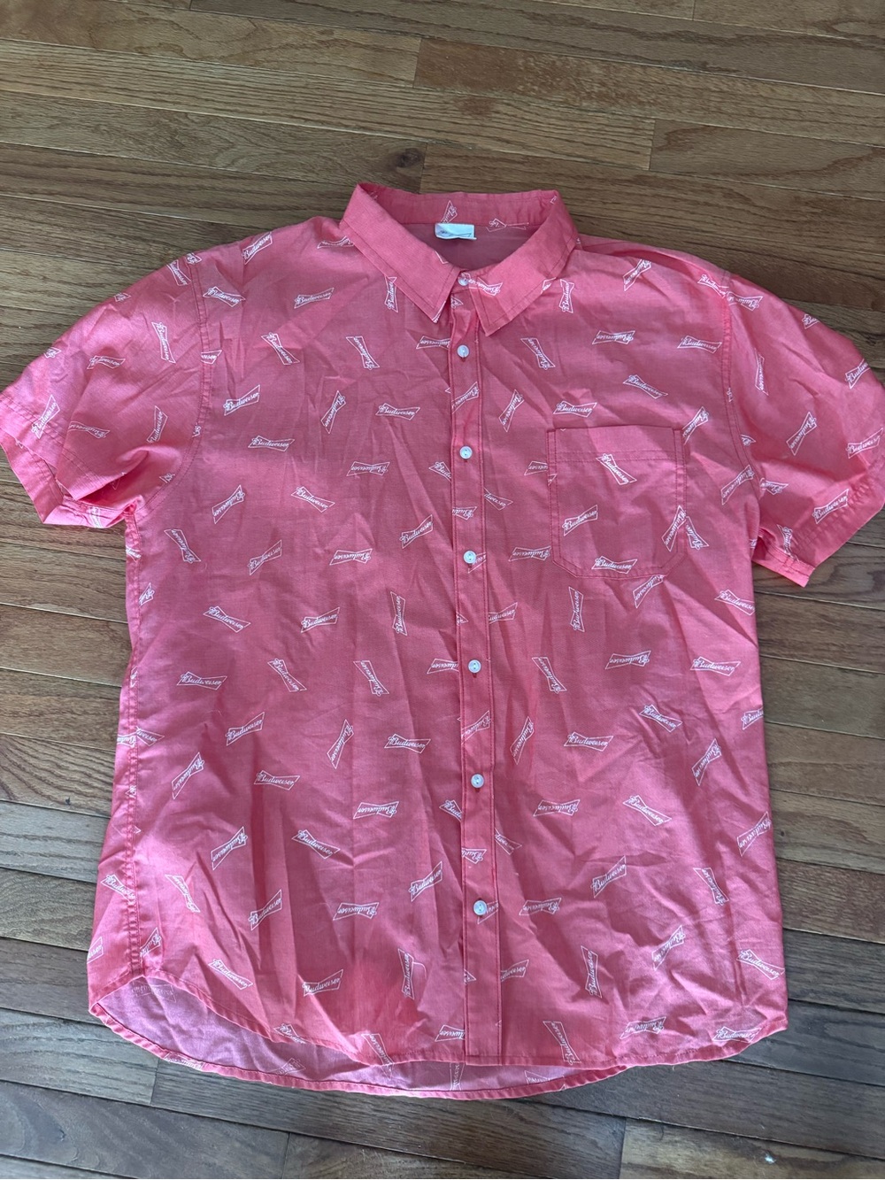 Budweiser Coral Short-Sleeve Button-Down Shirt